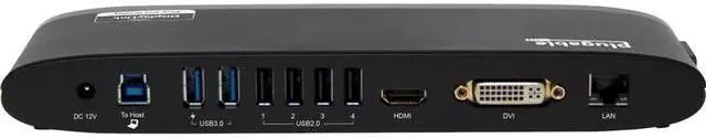 Alt view image 8 of 16 - Plugable USB 3.0 Universal Laptop Docking Station for Windows and Mac (Dual Monitor: HDMI and DVI/HDMI/VGA, Gigabit Ethernet, Audio, 6 USB Ports) - Horizontal