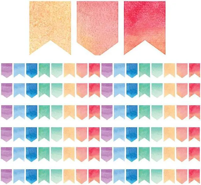 Main image of TEACHER CREATED RESOURCES (6 PK) WATERCOLOR PENNANTS DIECUT