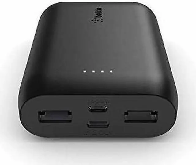 Alt view image 5 of 12 - Belkin 10000mAh Portable Power Bank Charger Dual USB & USB-C In/Out - Black