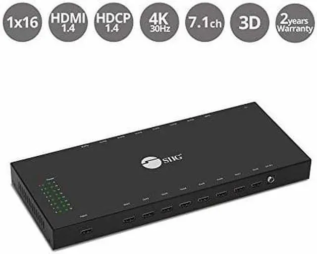 Alt view image 4 of 20 - siig 1x16 hdmi splitter  4k x 2k @30hz & 1080p, hdmi 1.4 deep color, 3d, plug & play, auto edid, 16port hdmi splitter 4k  ceh24q11s1