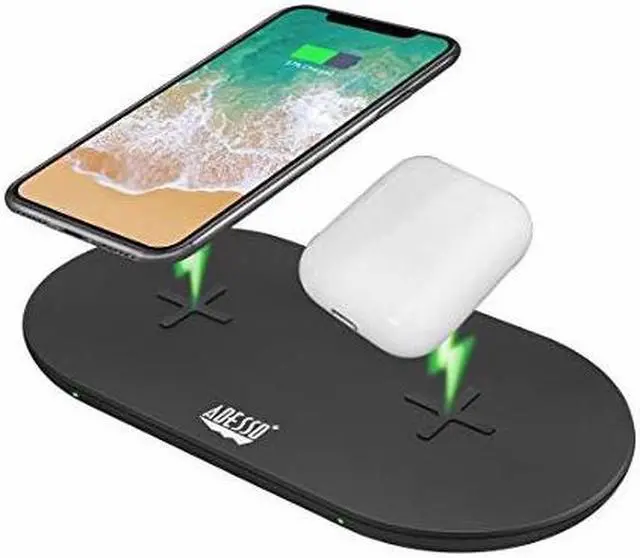 Alt view image 9 of 15 - Adesso AUH-1040 15W Max Dual Wireless 2 Coils Qi-Certified Fast Charging Pad