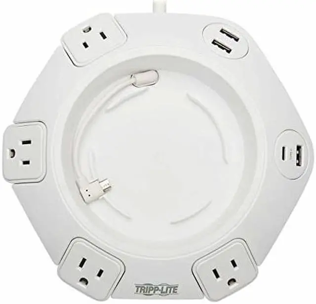 Alt view image 8 of 20 - Tripp Lite Conference Power Surge Protector TLP48USBCUFO - 4 NEMA 5-15R Outlets, USB-C & 3 USB-A Ports, Micro-USB, 8 ft. Cord