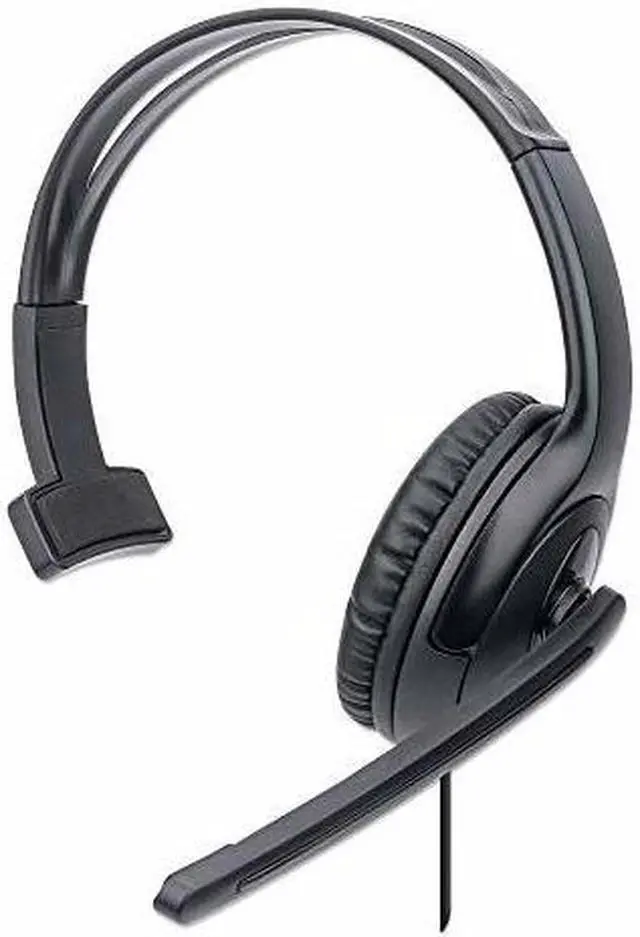 Alt view image 8 of 9 - Manhattan Mono USB Headset - Mono - USB Type A - Wired - 32 Ohm - 20 Hz - 20 kHz - Over-the-head - Monaural - Circumaural - 4.92 ft Cable - Uni-directional Microphone - Black