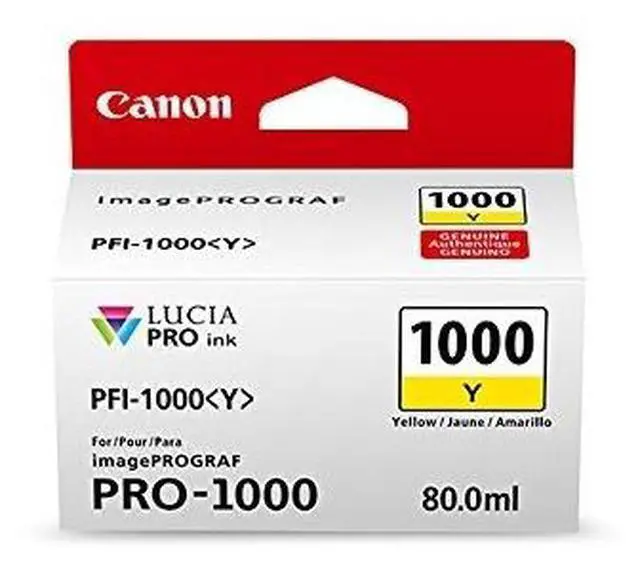 Alt view image 2 of 8 - Canon PFI-1000 Y LUCIA PRO Yellow Ink Tank (80ml)