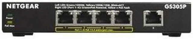Alt view image 5 of 18 - NETGEAR 5-Port Gigabit Ethernet Unmanaged PoE Switch (GS305P v2) - with 4 x PoE+ @ 63W, Desktop or Wall Mount