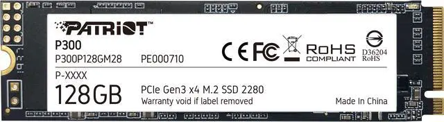 Alt view image 6 of 16 - Patriot Memory P300 128 GB Solid State Drive - M.2 2280 Internal - PCI Express NVMe (PCI Express NVMe 3.0 x4) - Notebook, Desktop PC Device Supported - 40 TB TBW - 1600 MB/s Maximum Read Transfer Rate