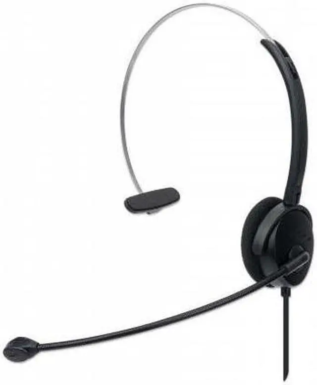 Alt view image 2 of 20 - Manhattan Mono On-Ear USB Headset with Microphone 179867
