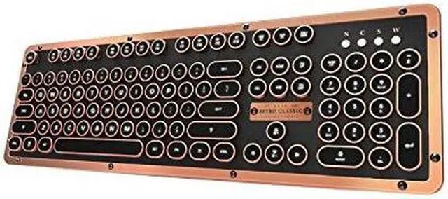 Alt view image 5 of 15 - azio retro classic bluetooth artisan luxury vintage backlit mechanical keyboard, black/copper mkretrolbt03us