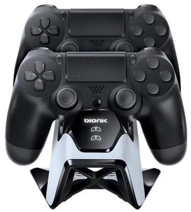 Alt view image 11 of 15 - Bionik Power Stand PS4 DualStock Controllers Charger Stand Dock for PlayStation 4