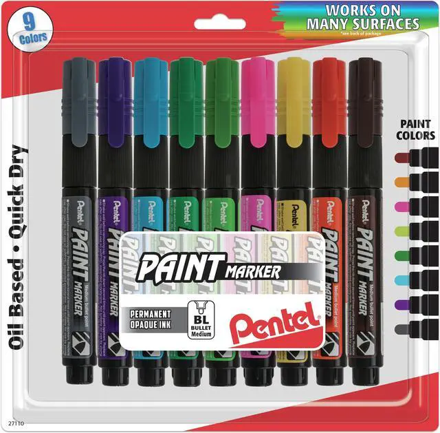 Alt view image 3 of 4 - Pentel Paint Marker Opaque Ink 0.3mm Bullet Tip 9/PK Assorted MMP20BP9M