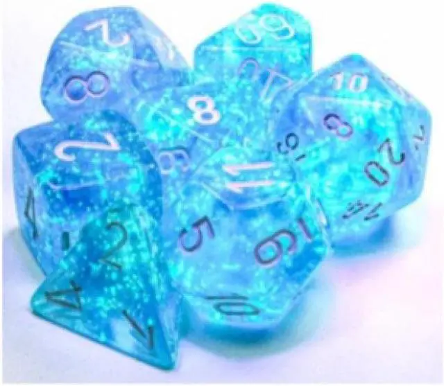 Alt view image 2 of 2 - borealis sky blue/white luminary set of ten d10s