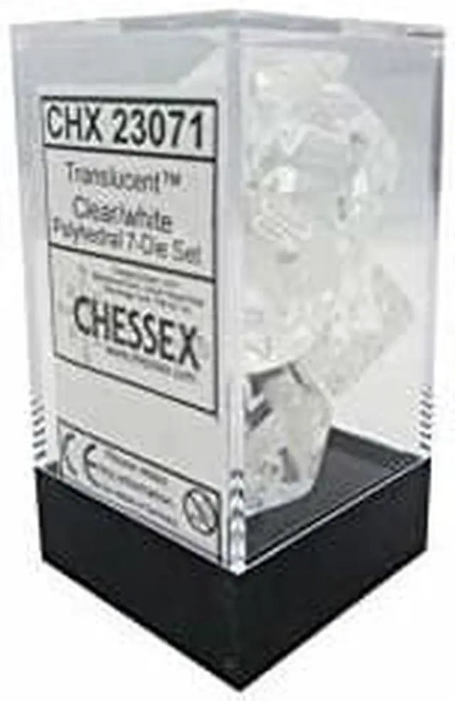 Alt view image 2 of 2 - chessex translucent: 7pc clear/white