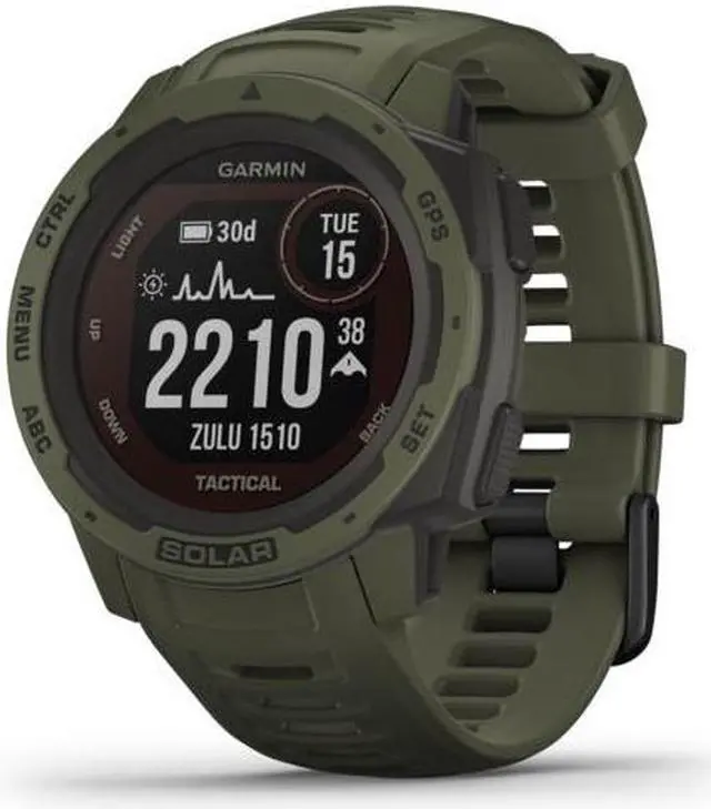 Alt view image 9 of 11 - Garmin Instinct Solar Tactical, Solar-Powered Rugged GPS Smartwatch -Moss Green-  (010-02293-14)
