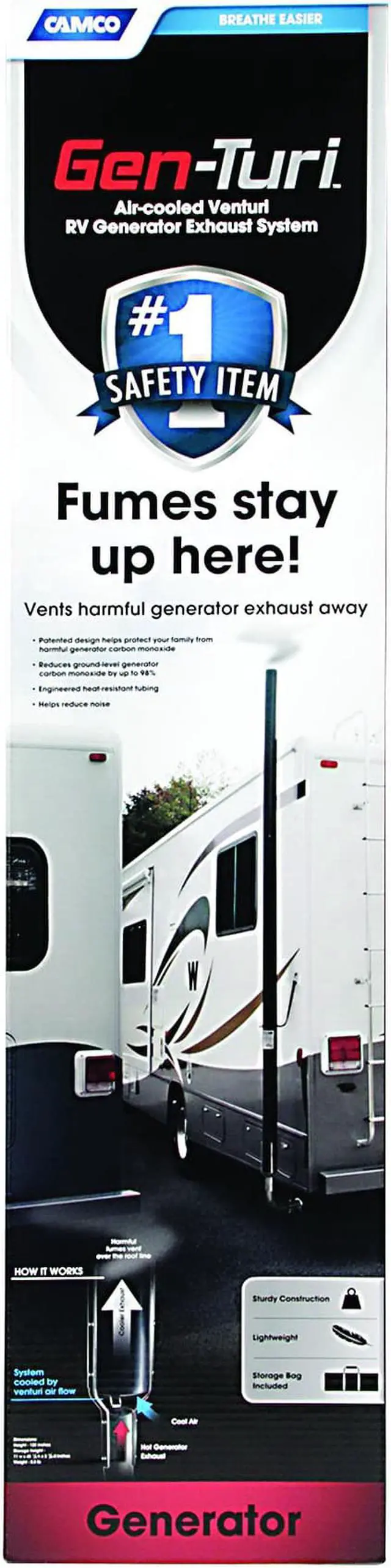 Alt view image 9 of 11 - camco black 44461 genturi generator exhaust system
