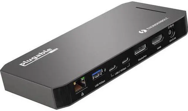 Alt view image 8 of 20 - Plugable Thunderbolt 3 and USB C Docking Station with 96W Charging - Compatible with Mac and Windows Laptops, DisplayPort and HDMI, 2X USB-C, 3X USB 3.0, Gigabit Ethernet, Audio Jack - Horizontal