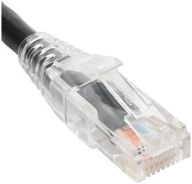Main image of PATCH CORD CAT6 CLEAR BOOT 1' BLACK