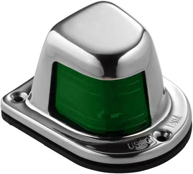 Alt view image 6 of 10 - Attwood 1-Mile Deck Mount, Green Sidelight - 12V - Stainless Steel Housing