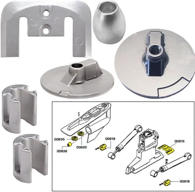 Alt view image 3 of 6 - TECNOSEAL ANODE KIT MERC BRAVO 3 2004-PRESENT W/ HARDWARE  20805AL