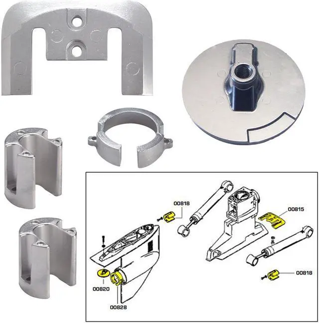 Alt view image 2 of 6 - TECNOSEAL ANODE KIT MERC BRAVO 1 W/ HARDWARE ALUMINUM 20803AL