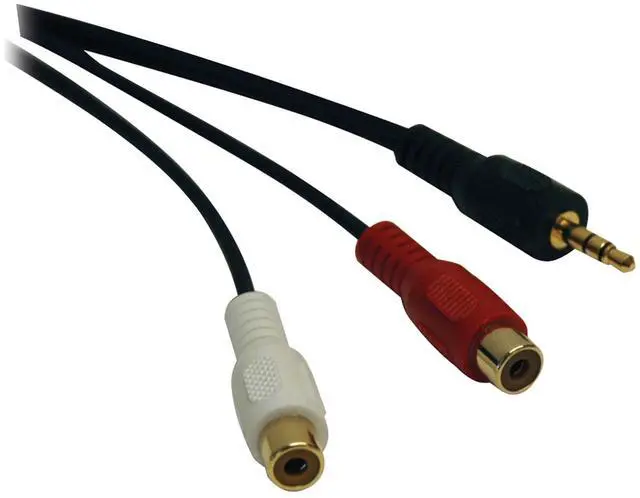 Alt view image 2 of 9 - Tripp Lite 3.5 mm Mini Stereo to 2 RCA Audio Y Splitter Adapter Cable (M/F), 6 in. (P315-06N)