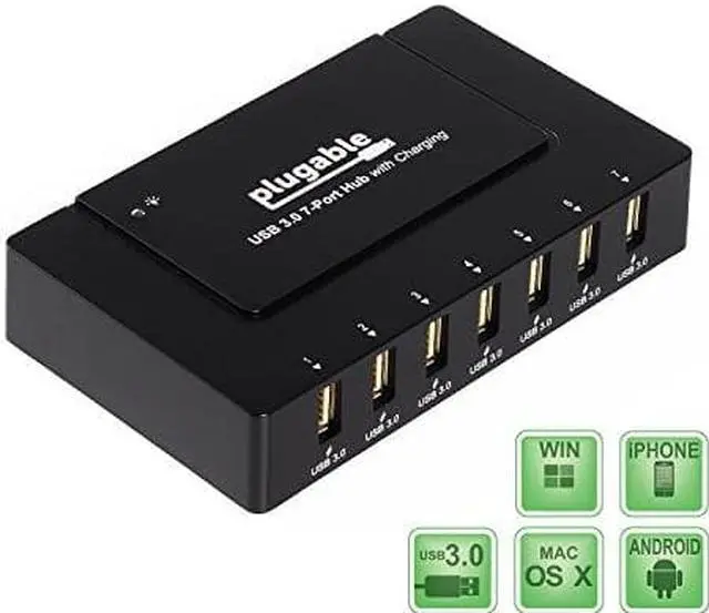 Alt view image 8 of 8 - Plugable USB Hub with Charging - USB 3.0, 7-Port, 60W
