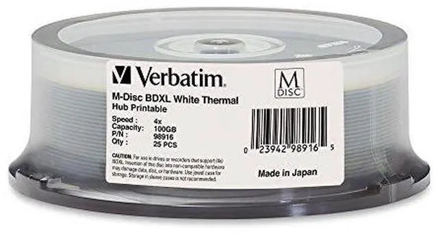 Alt view image 2 of 9 - VERBATIM CORPORATION 98916 25PK M-DISC BDXL 4X 100GB WHITE