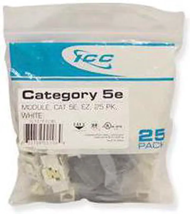 Main image of ICC IC107E5CWH EZ ; Style Category 5e RJ45 Modular Jack; 8P8C, White, 25/Pack