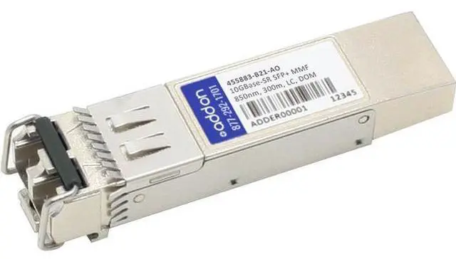 Alt view image 2 of 10 - AddOn HP 455883-B21 Compatible 10GBase-SR SFP+ Transceiver (MMF, 850nm, 300m, LC, DOM)