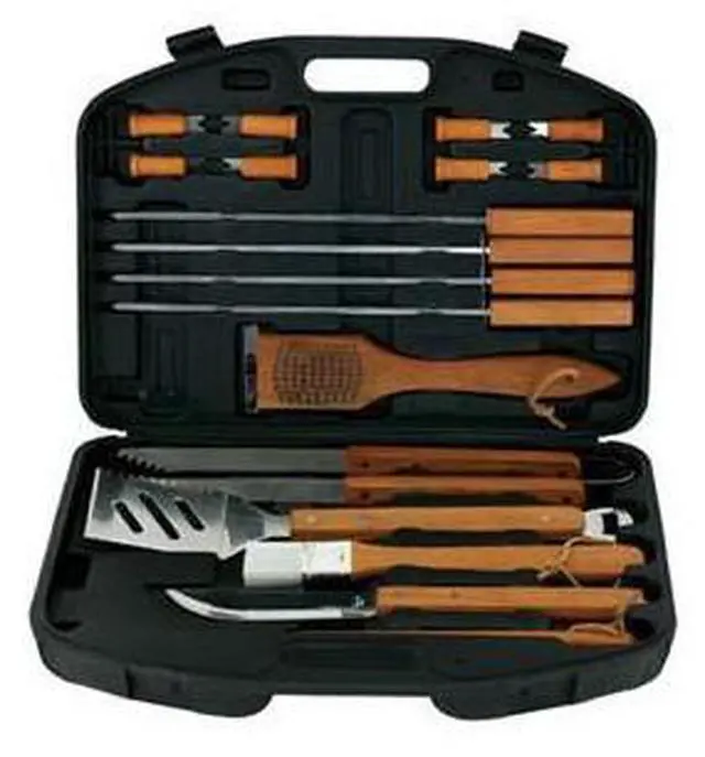 Alt view image 3 of 3 - Mr. Bar.B.Q 18 Piece BBQ Tool Set With Plastic Case - 18 Piece(s) - Stainless Steel, Hardwood