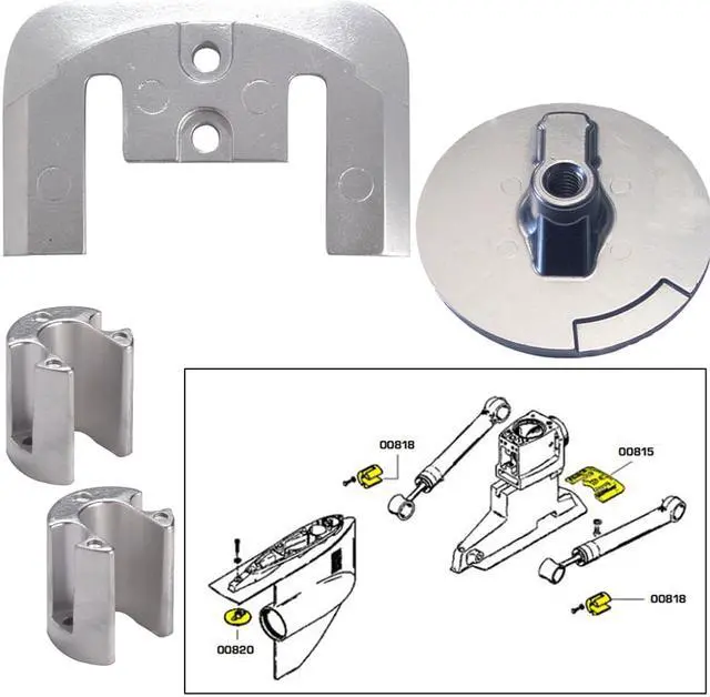 Alt view image 3 of 6 - TECNOSEAL ANODE KIT MERC BRAVO 2 3 W/ HARDWARE ALUMINUM 20804AL