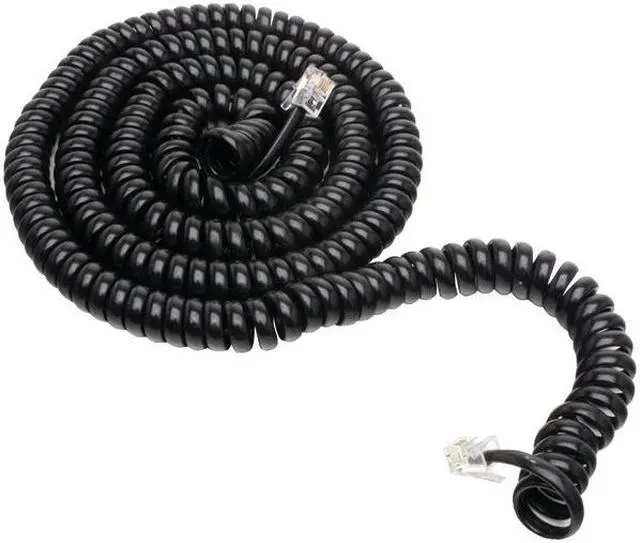 Main image of Coiled Telephone Cord Plug/Plug 25 ft Black 7613999986139