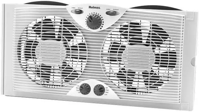Alt view image 2 of 6 - Holmes HAWF2041 Dual Blade Window Fan with Comfort Control Thermostat, White