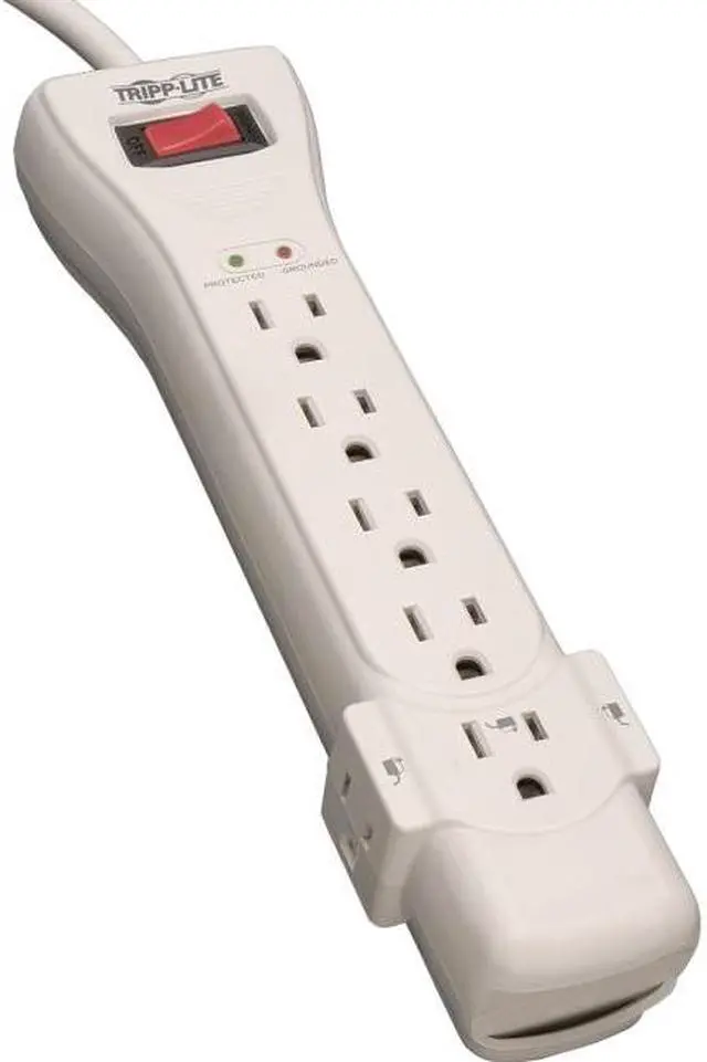 Alt view image 3 of 20 - Eaton Tripp Lite Series Protect It! 7-Outlet Surge Protector, 7 ft. Cord with Right-Angle Plug, 2160 Joules, Diagnostic LEDs, Light Gray Housing - 7 x NEMA 5-15R - 1800 VA - 2160 J - 120 V AC Input - 120 V AC Output - 7 ft