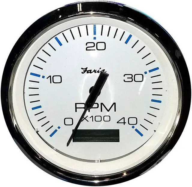 Alt view image 2 of 7 - Faria 4" Tachometer w/Hourmeter (4000 RPM) (Diesel) Mech. Takeoff & Var. Ratio Alt