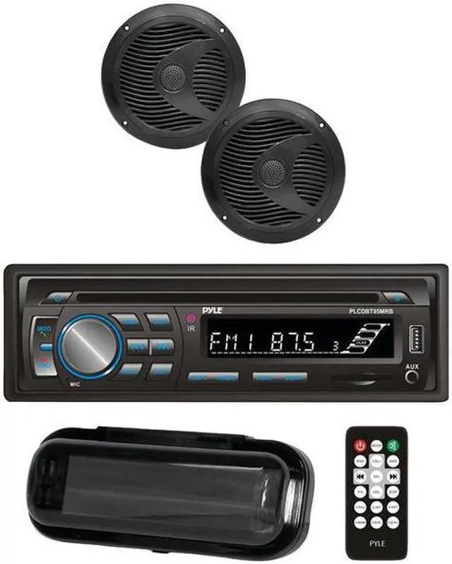 Alt view image 2 of 10 - marine stereo receiver speaker kit  indash lcd digital console builtin bluetooth & microphone 6.5 waterproof speakers 2 w/ mp3/usb/sd/aux/fm radio reader & remote control  pyle plcdbt75mrb