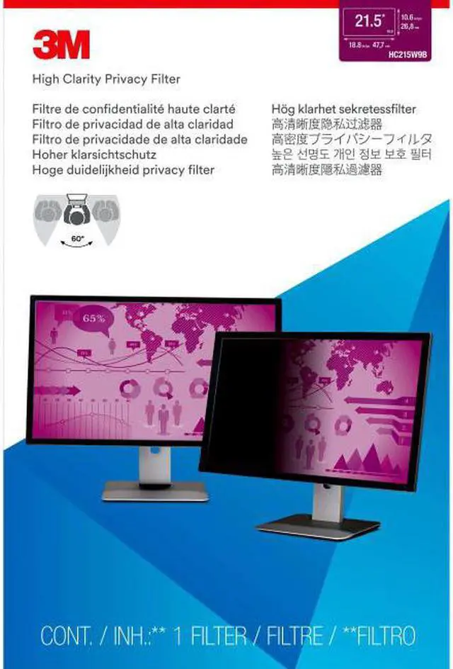 Alt view image 9 of 20 - 3M™ High Clarity Privacy Filter For 21.5" Widescreen Monitor