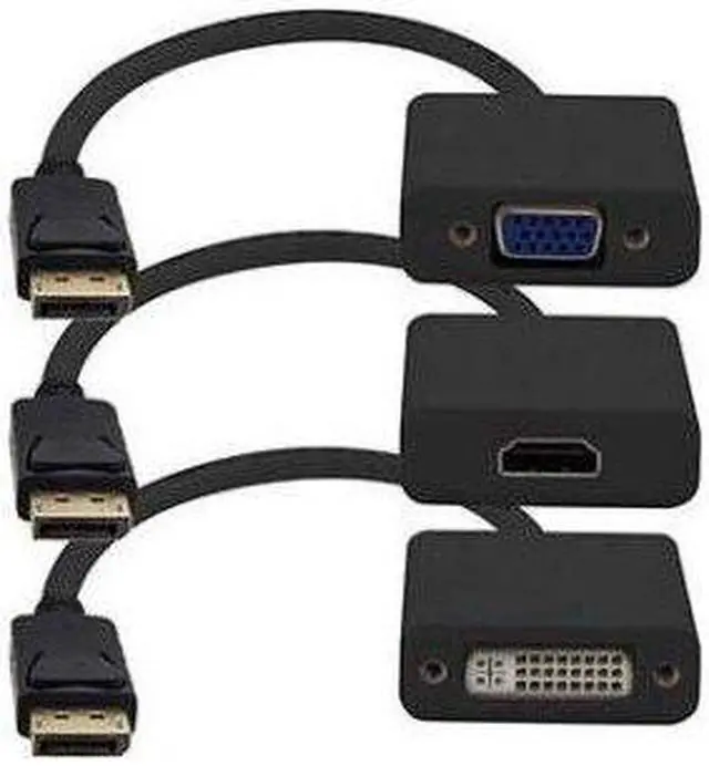 Alt view image 4 of 10 - 3PK DisplayPort 1.2 Male to DVI, HDMI, VGA Female Black Adapters Which Comes in a Bundle For Up to