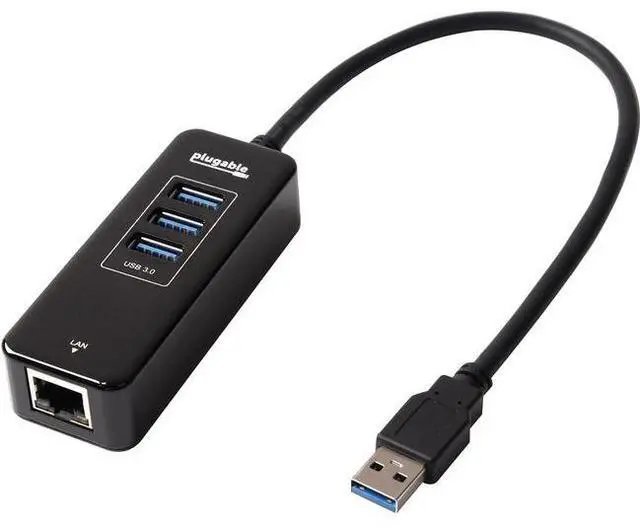 Alt view image 10 of 18 - Plugable USB Hub with Ethernet, 3 port USB 3.0 Bus Powered Hub with Gigabit Ethernet Compatible with Windows, MacBook, Linux, Chrome OS, Includes USB C and USB 3.0 Cables
