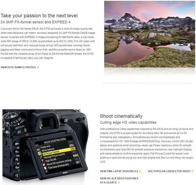 Alt view image 6 of 14 - NEW Nikon D750 Digital SLR Camera FX-format Full Frame DSLR 24.3 MP (Body Only) - International Version