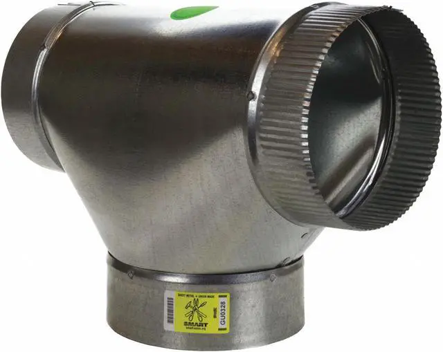 Main image of GREENSEAM GRFTJ4GA26 Round Duct Tee, 4 in Duct Dia, Galvanized Steel, 26 ga GA,