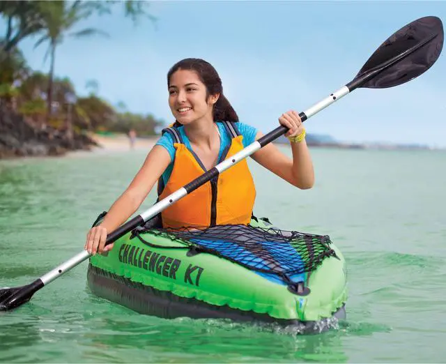 Alt view image 3 of 14 - Intex Challenger K1 Inflatable Single Person Kayak Set and Accessory Kit w/ Pump