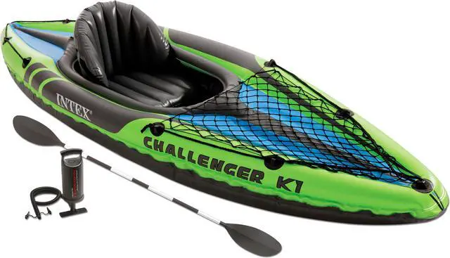 Alt view image 2 of 14 - Intex Challenger K1 Inflatable Single Person Kayak Set and Accessory Kit w/ Pump