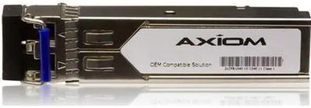 Main image of Axiom SFP Transceiver Modules are certified 100% compliant in all OEM applications. They are pre-configured with an application specific code to meet the requirement set forth by the router and switch OEMs. Axiom compatible transceivers per