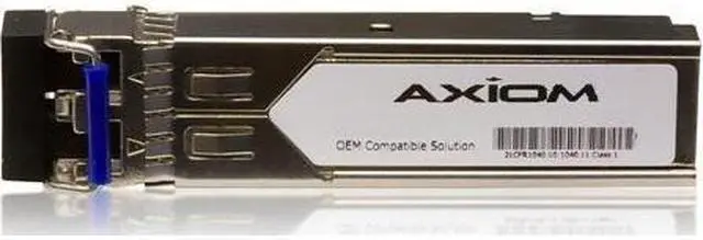 Main image of Axiom SFP Transceiver Modules are certified 100% compliant in all OEM applications. They are pre-configured with an application specific code to meet the requirement set forth by the router and switch OEMs. Axiom compatible transceivers per