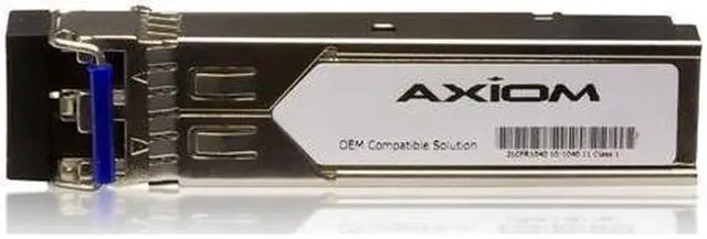 Main image of Axiom SFP+ Transceiver Modules are certified 100% compliant in all OEM applications. They are pre-configured with an application specific code to meet the requirement set forth by the router and switch OEMs. Axiom compatible transceivers pe