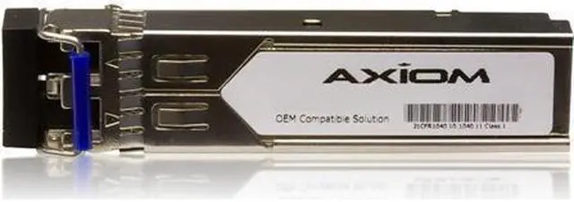 Main image of Axiom XFP Transceiver Modules are certified 100% compliant in all OEM applications. They are pre-configured with an application specific code to meet the requirement set forth by the router and switch OEMs. Axiom compatible transceivers per