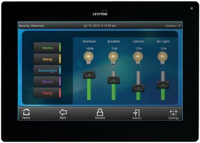 Alt view image 3 of 4 - Leviton OmniTouch 7 Security & Automation Color Touchscreen, Black (99A00-2)