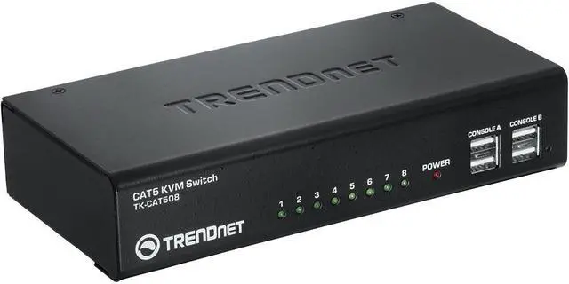 Alt view image 4 of 8 - TRENDnet 8-Port CAT5 KVM Switch, CAT5 Cables up to 30m, USB, PS/2, Hot-Keys, VGA, Dual Console, TK-CAT508