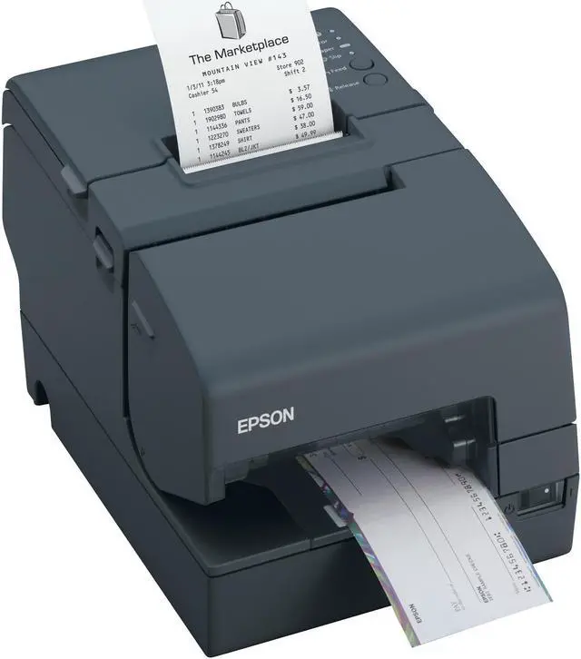 Main image of Epson TM-H6000IV Hybrid Multifunction Impact Slip and Thermal Receipt Printer, MICR + Endorsement, USB, Powered USB, Auto Cutter, Dark Gray (No Power Supply) - C31CB25462