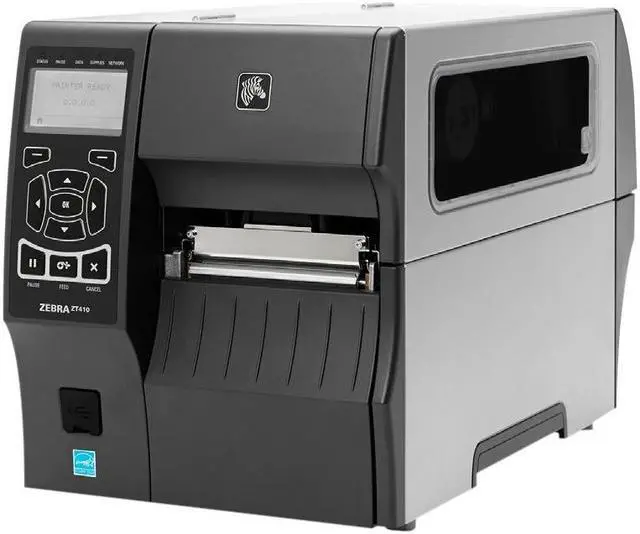 Main image of Zebra ZT410 4" Industrial Thermal Transfer Label Printer, LCD, 300 dpi, Serial, USB, 10/100 Ethernet, Bluetooth 2.1/MFi, USB Host, Peel w/ Liner Take-Up, EZPL, XML Support - ZT41043-T310000Z